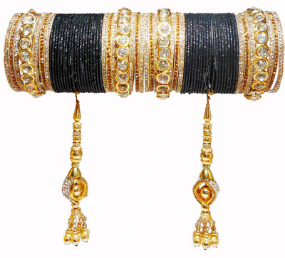 Vardhman Metal Zircon Bangle Set(Pack of 56)