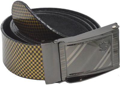 

Faynci Men Casual Yellow, Black Synthetic Reversible Belt, Black;yellow