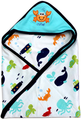 

Dazzle Cartoon  Hooded Baby Blanket(Poly Cotton, Blue