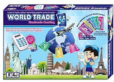 KIDLAND World Trade Property Trading Game With Electronic Banking and Swipe Machine (Blue) Board Game