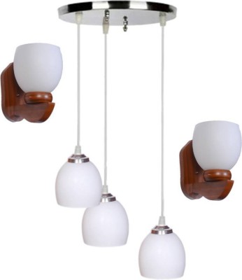 1st Time Pandent Three Hanging Ceiling Lamp Como With Two Matching Wall Lamp Of Colorful & Decorative Glass Shade-Do65 Pendants Ceiling Lamp(White)