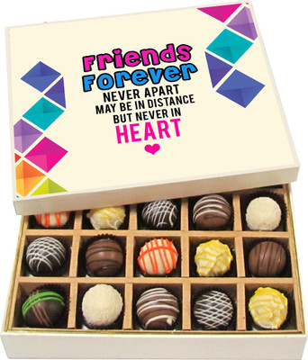 

Chocholik Friendship Gift - Friend Forever Never Apart in Hearts - Dark, Milk, White Chocolate - 20pc Truffles(300 g)