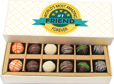 

Chocholik Friendship Gift - Most Amazing Friend Forever - Dark, Milk, White Chocolate - 12pc Truffles(180 g)