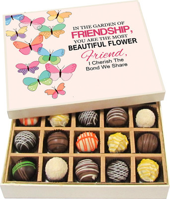 

Chocholik Friendship Gift - You Are the Most Beautiful Flower - Dark, Milk, White Chocolate - 20pc Truffles(300 g)