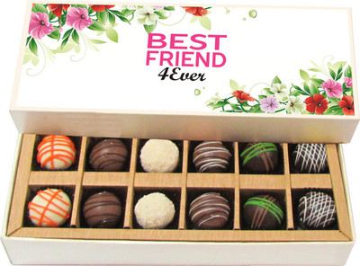 

Chocholik Friendship Gift - Best Friend 4ever - Dark, Milk, White Chocolate - 12pc Truffles(180 g)