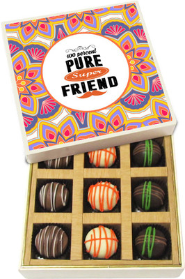 

Chocholik Friendship Gift - Pure Super Friend - Dark, Milk, White Chocolate - 9pc Truffles(135 g)