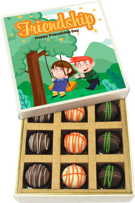 

Chocholik Friendship Gift - Friendship Day - Dark, Milk, White Chocolate - 9pc Truffles(135 g)