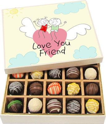 

Chocholik Friendship Gift - Love You Friend - Dark, Milk, White Chocolate - 20pc Truffles(300 g)