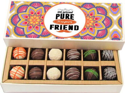 

Chocholik Friendship Gift - Pure Super Friend - Dark, Milk, White Chocolate - 12pc Truffles(180 g)