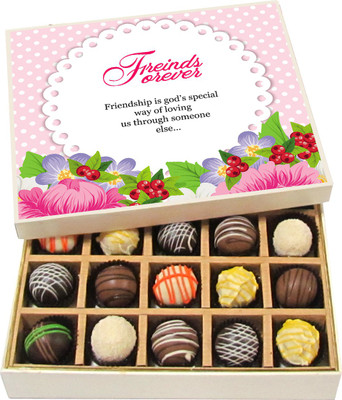 

Chocholik Friendship Gift - Friendship Is God's Special - Dark, Milk, White Chocolate - 20pc Truffles(300 g)