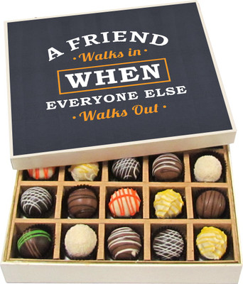 

Chocholik Friendship Gift - Friend Is Everything - Dark, Milk, White Chocolate - 20pc Truffles(300 g)