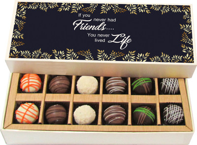 

Chocholik Friendship Gift - If You Never Had Friends You Never Lived Life - Dark, Milk, White Chocolate - 12pc Truffles(180 g)