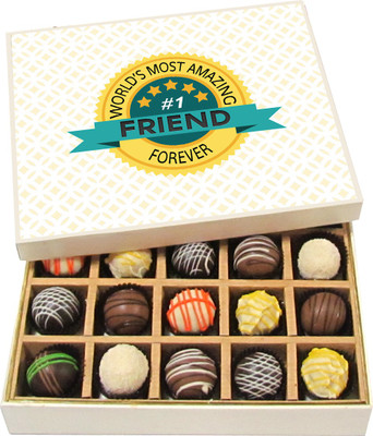 

Chocholik Friendship Gift - Most Amazing Friend Forever - Dark, Milk, White Chocolate - 20pc Truffles(300 g)