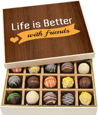 

Chocholik Friendship Gift - Friends Makes Life Better - Dark, Milk, White Chocolate - 20pc Truffles(300 g)
