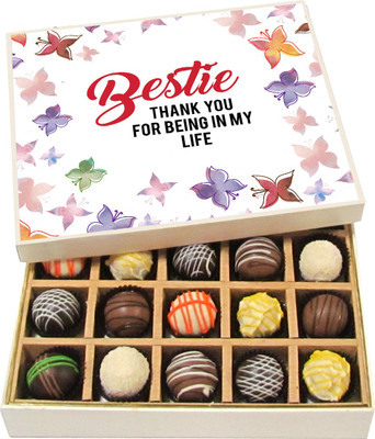

Chocholik Friendship Gift - Bestie Thank You - Dark, Milk, White Chocolate - 20pc Truffles(300 g)