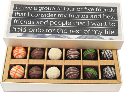 

Chocholik Friendship Gift - I Have A Group Of Four Or Five Friends - Dark, Milk, White Chocolate - 12pc Truffles(180 g)
