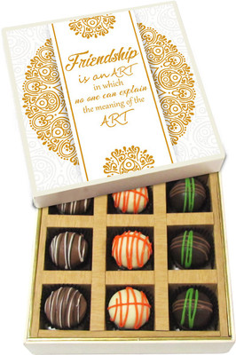 Chocholik Friendship Gift - Friendship Is an Art - Dark, Milk, White Chocolate - 9pc Truffles(135 g)