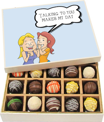 

Chocholik Friendship Gift - Talking To You Makes My Day - Dark, Milk, White Chocolate - 20pc Truffles(300 g)