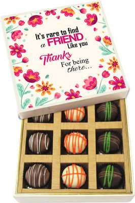 

Chocholik Friendship Gift - It's Rare to Find a Friend Like You - Dark, Milk, White Chocolate - 9pc Truffles(135 g)