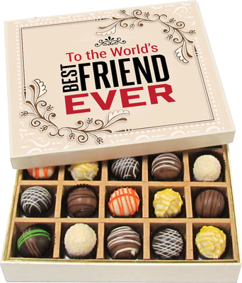 

Chocholik Friendship Gift - To the World's Best Friend Ever - Dark, Milk, White Chocolate - 20pc Truffles(300 g)