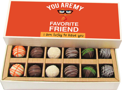 

Chocholik Friendship Gift - You Are My Favorite Friend - Dark, Milk, White Chocolate - 12pc Truffles(180 g)