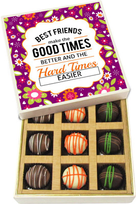 

Chocholik Friendship Gift - Best Friends Make the Good Times Better - Dark, Milk, White Chocolate - 9pc Truffles(135 g)