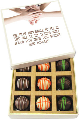 

Chocholik Friendship Gift - The Most Memorable People In Life Will Be Friends - Dark, Milk, White Chocolate - 9pc Truffles(135 g)