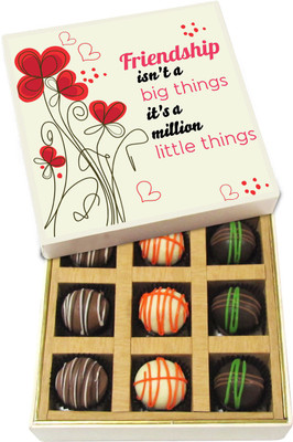 

Chocholik Friendship Gift - Friendship a Million Little Things - Dark, Milk, White Chocolate - 9pc Truffles(135 g)