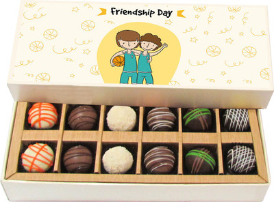 

Chocholik Friendship Gift - Friendship Day - Dark, Milk, White Chocolate - 12pc Truffles(180 g)