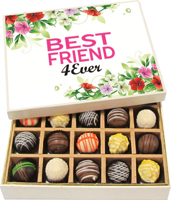 

Chocholik Friendship Gift - Best Friend 4ever - Dark, Milk, White Chocolate - 20pc Truffles(300 g)