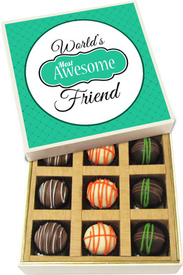 

Chocholik Friendship Gift - Most Awesome Friend - Dark, Milk, White Chocolate - 9pc Truffles(135 g)