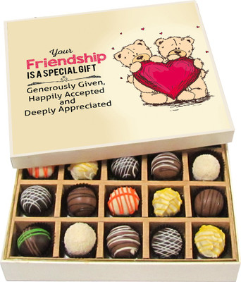 

Chocholik Friendship Gift - Friendship Gift Always Happily Accepted - Dark, Milk, White Chocolate - 20pc Truffles(300 g)