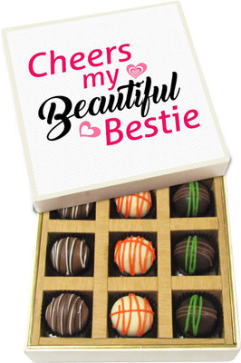 

Chocholik Friendship Gift - Cheers My Beautiful Bestir - Dark, Milk, White Chocolate - 9pc Truffles(135 g)