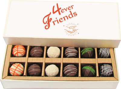 Chocholik Friendship Gift - 4ever Friends - Dark, Milk, White Chocolate - 12pc Truffles(180 g)