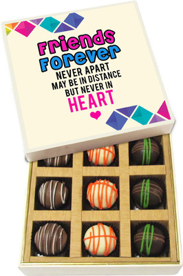 

Chocholik Friendship Gift - Friend Forever Never Apart in Hearts - Dark, Milk, White Chocolate - 9pc Truffles(135 g)