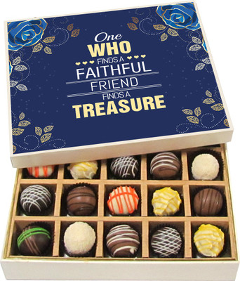

Chocholik Friendship Gift - Faithful Friend Like a Treasure - Dark, Milk, White Chocolate - 20pc Truffles(300 g)