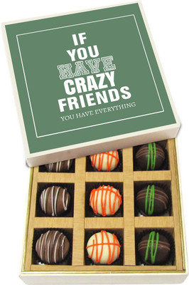 

Chocholik Friendship Gift - Crazy Friends - Dark, Milk, White Chocolate - 9pc Truffles(135 g)