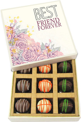 

Chocholik Friendship Gift - BFF - Dark, Milk, White Chocolate - 9pc Truffles(135 g)