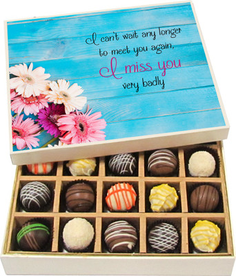 

Chocholik Friendship Gift - I Can't Wait Any Longer To Meet You Again - Dark, Milk, White Chocolate - 20pc Truffles(300 g)