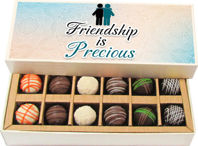 

Chocholik Friendship Gift - Friendship Is Precious - Dark, Milk, White Chocolate - 12pc Truffles(180 g)