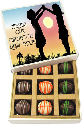 

Chocholik Friendship Gift - Missing Our Childhood - Dark, Milk, White Chocolate - 9pc Truffles(135 g)