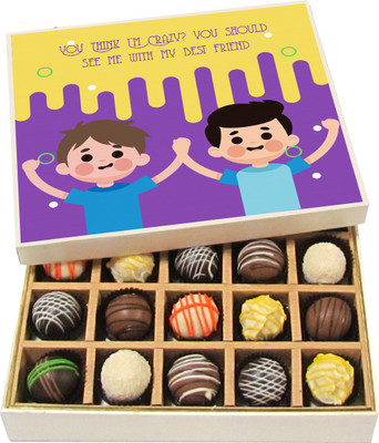 

Chocholik Friendship Gift - You Think I Am Crazy - Dark, Milk, White Chocolate - 20pc Truffles(300 g)