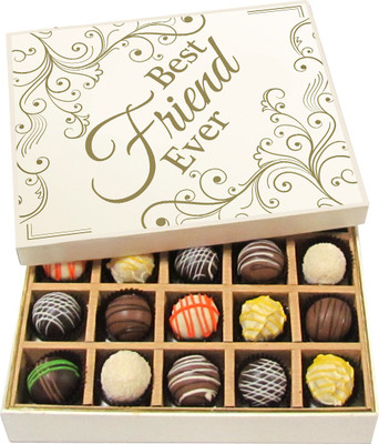 

Chocholik Friendship Gift - Best Friend Ever - Dark, Milk, White Chocolate - 20pc Truffles(300 g)