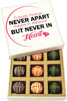 

Chocholik Friendship Gift - Friends Forever Never Apart - Dark, Milk, White Chocolate - 9pc Truffles(135 g)
