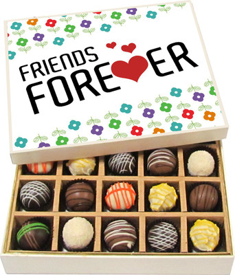

Chocholik Friendship Gift - Friend Forever in Heart - Dark, Milk, White Chocolate - 20pc Truffles(300 g)