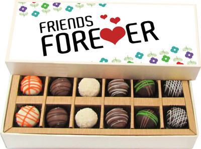 

Chocholik Friendship Gift - Friend Forever in Heart - Dark, Milk, White Chocolate - 12pc Truffles(180 g)