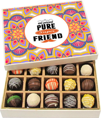 

Chocholik Friendship Gift - Pure Super Friend - Dark, Milk, White Chocolate - 20pc Truffles(300 g)