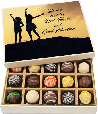

Chocholik Friendship Gift - Life Was Meant For Best Friends - Dark, Milk, White Chocolate - 20pc Truffles(300 g)