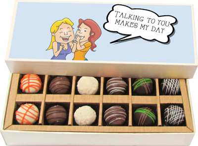 

Chocholik Friendship Gift - Talking To You Makes My Day - Dark, Milk, White Chocolate - 12pc Truffles(180 g)