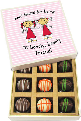 

Chocholik Friendship Gift - Lovely Friend - Dark, Milk, White Chocolate - 9pc Truffles(135 g)